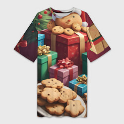 Женская длинная футболка Рождественское печенье