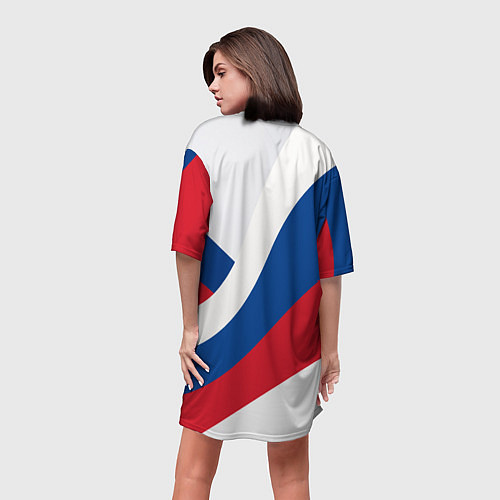 Женская длинная футболка Флаг России, паттерн / 3D-принт – фото 4