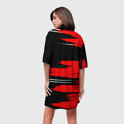 Женская длинная футболка Россия полосы краски / 3D-принт – фото 4