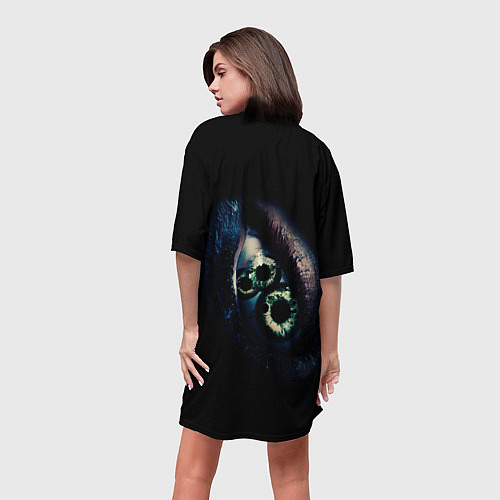 Женская длинная футболка Глаз из фильма субстанция / 3D-принт – фото 4