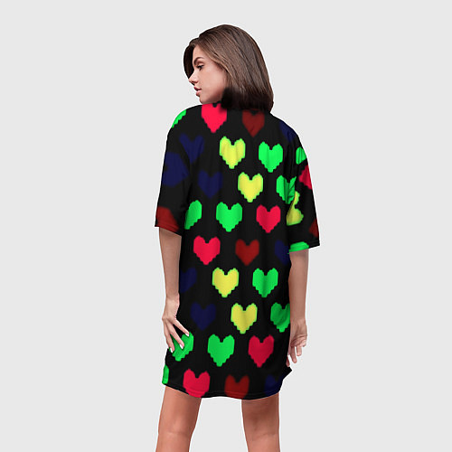 Женская длинная футболка Doom кислотные сердца / 3D-принт – фото 4