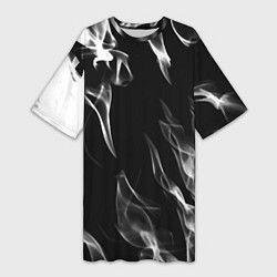 Футболка женская длинная Белые языки пламени текстура, цвет: 3D-принт