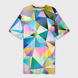 Футболка женская длинная Полигональная текстура, цвет: 3D-принт