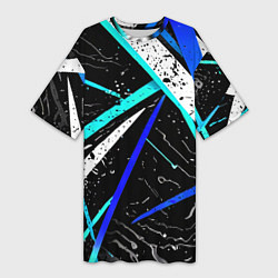 Футболка женская длинная Разноцветные праздничные линии, цвет: 3D-принт