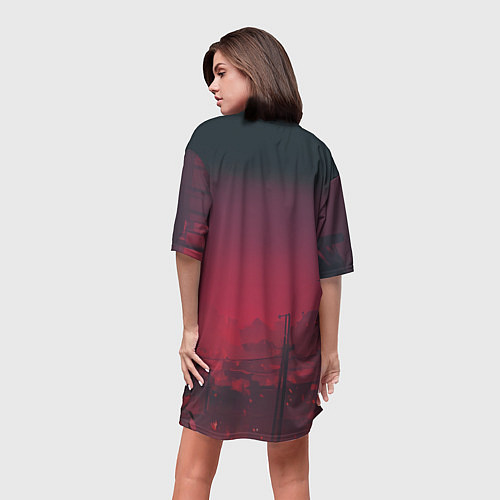 Женская длинная футболка Дэдпул самурай / 3D-принт – фото 4