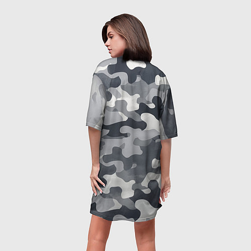 Женская длинная футболка Камуфляж армейский серый / 3D-принт – фото 4