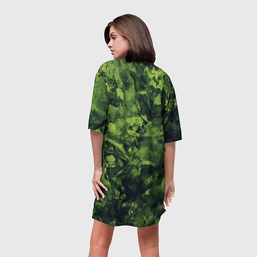 Женская длинная футболка Камуфляж армейский зеленый / 3D-принт – фото 4
