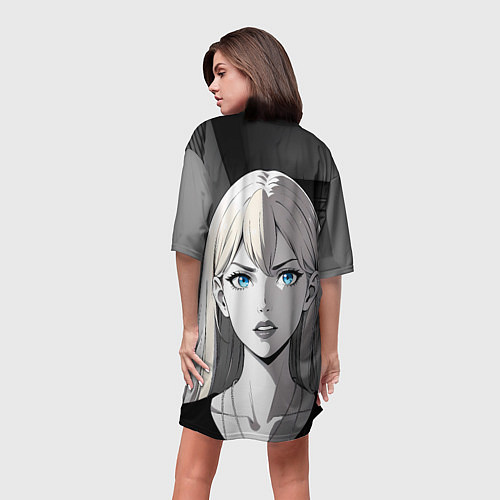 Женская длинная футболка Нейросеть - аниме блондинка / 3D-принт – фото 4