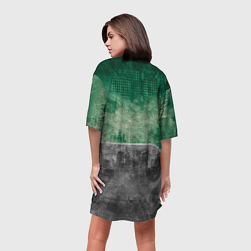 Женская длинная футболка Ретроавтомобиль / 3D-принт – фото 4