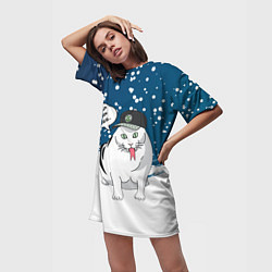 Футболка женская длинная Котозмей Бендер - 2025, цвет: 3D-принт — фото 2