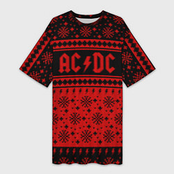 Женская длинная футболка ACDC christmas sweater