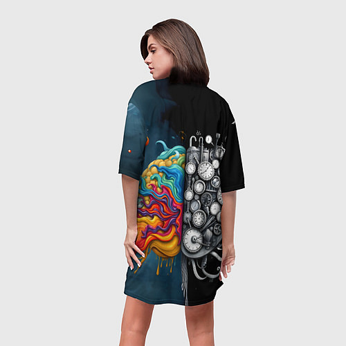Женская длинная футболка Креативный мозг / 3D-принт – фото 4
