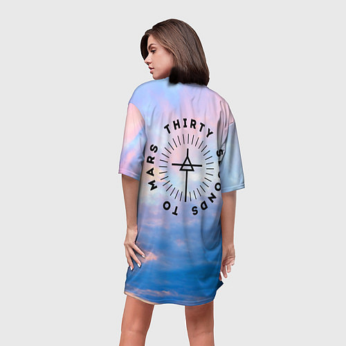 Женская длинная футболка 30 Seconds to Mars - закат / 3D-принт – фото 4