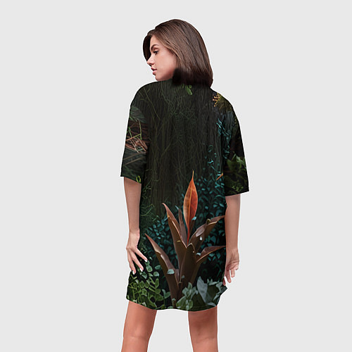 Женская длинная футболка Объемные растения / 3D-принт – фото 4