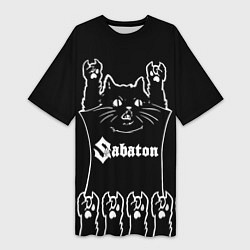 Женская длинная футболка Sabaton: cat rock