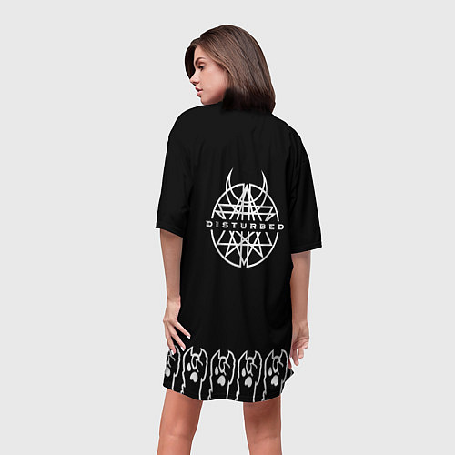Женская длинная футболка Disturbed: cat rock / 3D-принт – фото 4
