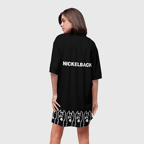 Женская длинная футболка Nickelback: cat rock / 3D-принт – фото 4