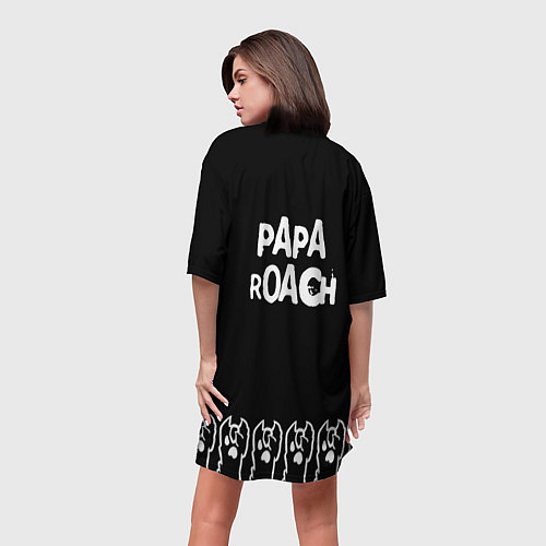 Женская длинная футболка Papa Roach: cat rock / 3D-принт – фото 4