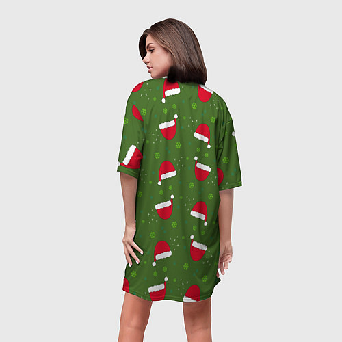 Женская длинная футболка Шапка Санты / 3D-принт – фото 4