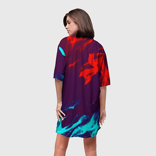 Женская длинная футболка Вартандер неоновый огонь / 3D-принт – фото 4