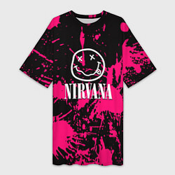 Женская длинная футболка Nirvana pink color