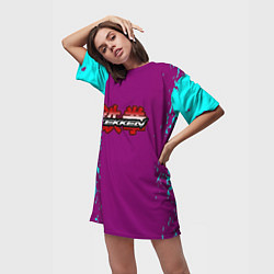 Футболка женская длинная Tekken краски неон, цвет: 3D-принт — фото 2