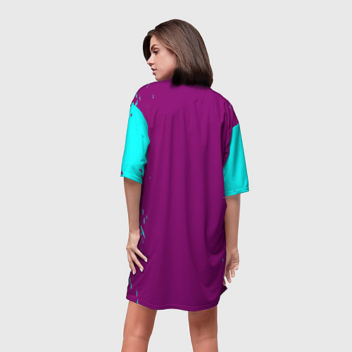 Женская длинная футболка Tekken краски неон / 3D-принт – фото 4