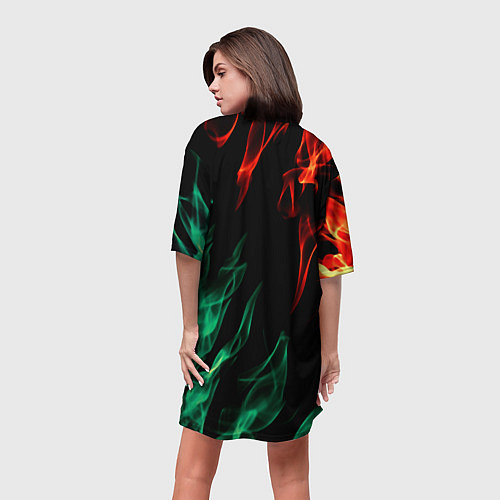 Женская длинная футболка Prima world flame / 3D-принт – фото 4