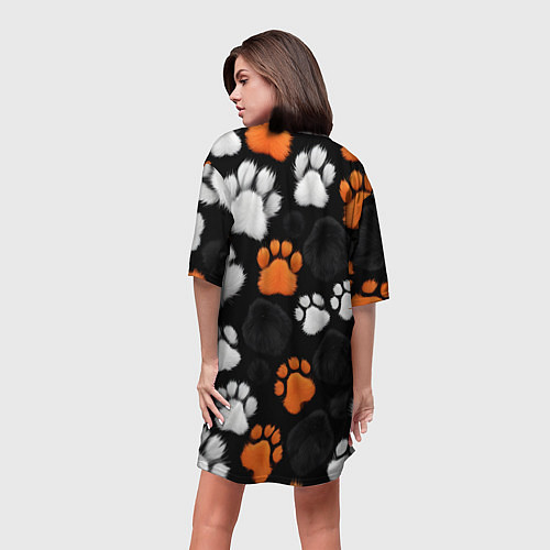 Женская длинная футболка Мохнатые лапки / 3D-принт – фото 4