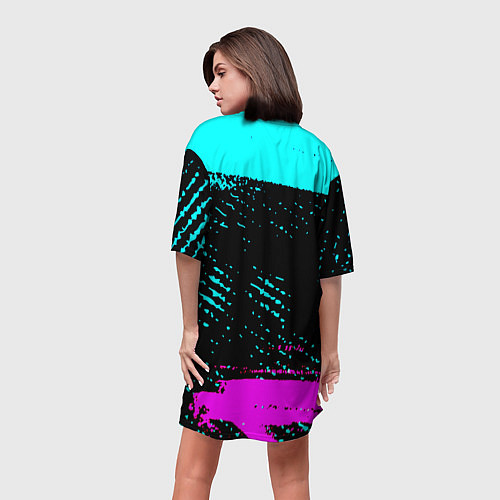 Женская длинная футболка The Witcher неоновые краски / 3D-принт – фото 4