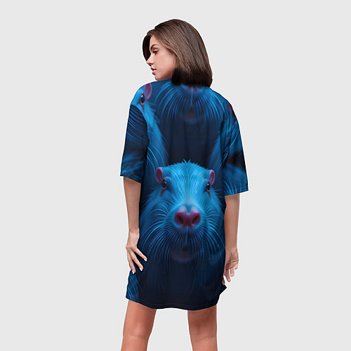 Женская длинная футболка Синие капибары / 3D-принт – фото 4