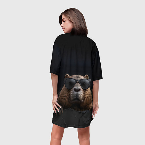 Женская длинная футболка Фанат капибары / 3D-принт – фото 4