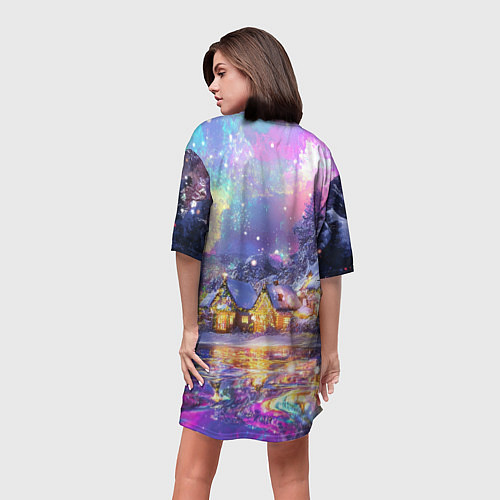 Женская длинная футболка Настроение рождества / 3D-принт – фото 4