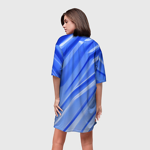 Женская длинная футболка Синий пластик / 3D-принт – фото 4