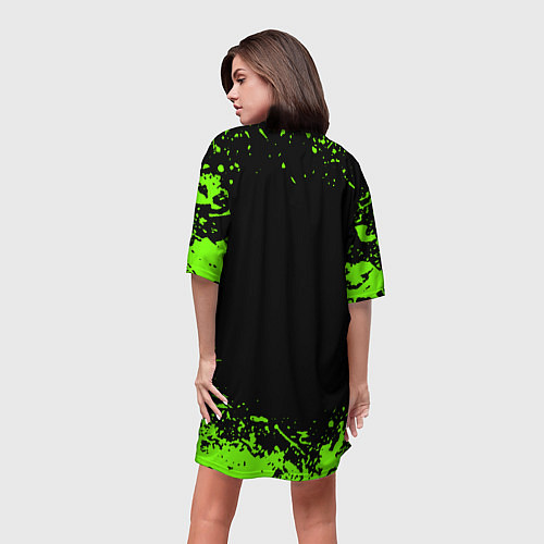 Женская длинная футболка Quake кислотные краски / 3D-принт – фото 4