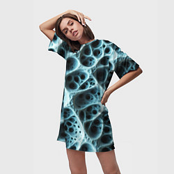 Футболка женская длинная Белая пористая структура, цвет: 3D-принт — фото 2