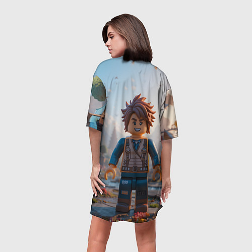 Женская длинная футболка Роблокс в игровой стране / 3D-принт – фото 4