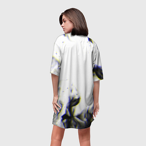 Женская длинная футболка Ведьмак глитч огонь / 3D-принт – фото 4