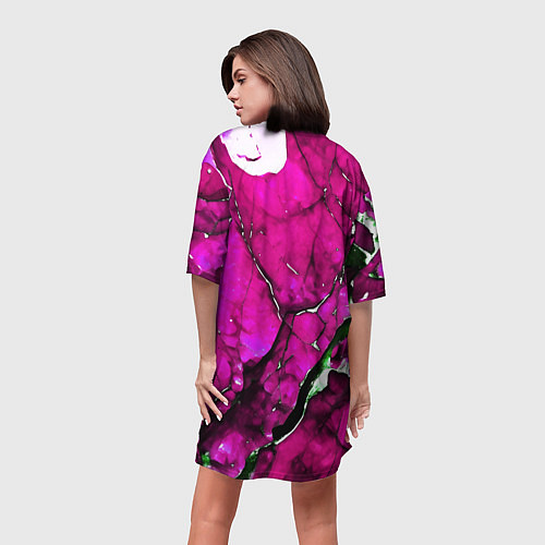 Женская длинная футболка Розовый треснувший камень / 3D-принт – фото 4