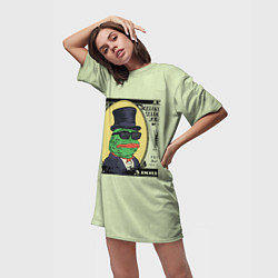 Футболка женская длинная Pepe is the main cryptocurrency, цвет: 3D-принт — фото 2