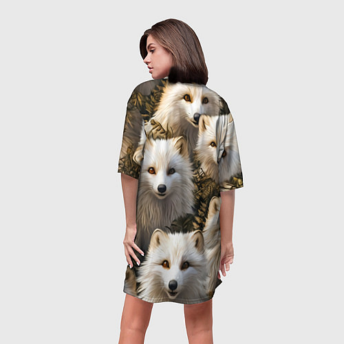 Женская длинная футболка Песцы / 3D-принт – фото 4