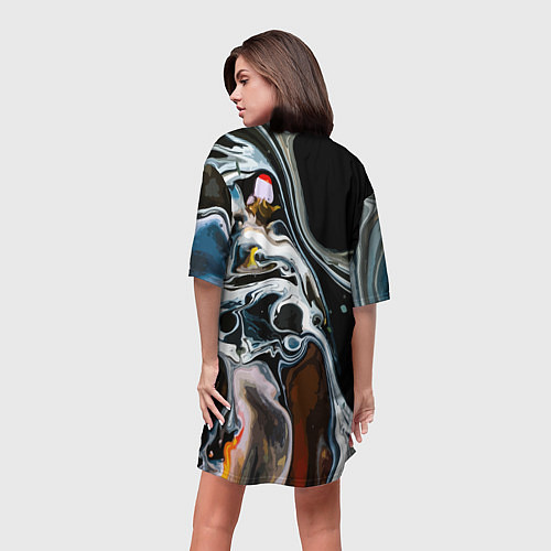 Женская длинная футболка Морти и Рик под властью ядовитой слизи - коллаба / 3D-принт – фото 4