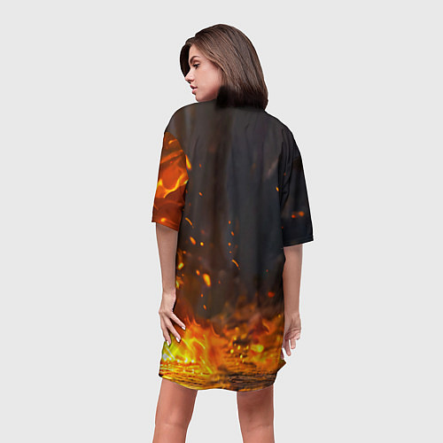 Женская длинная футболка Утенок в огне / 3D-принт – фото 4