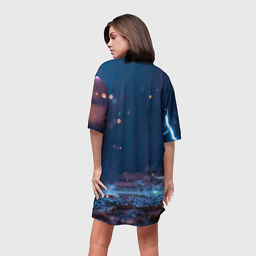 Женская длинная футболка Синий утенок / 3D-принт – фото 4