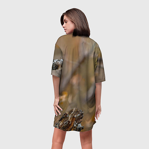 Женская длинная футболка Дятел в лесу / 3D-принт – фото 4