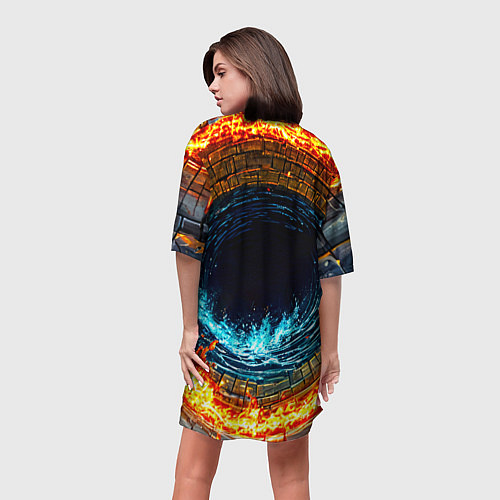 Женская длинная футболка Акула в огненом колодце / 3D-принт – фото 4