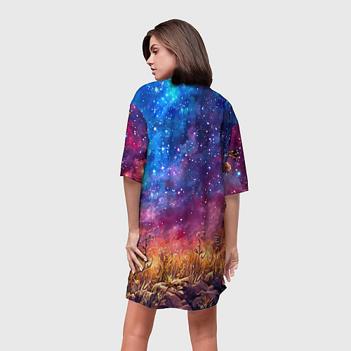 Женская длинная футболка Голубь в космосе / 3D-принт – фото 4