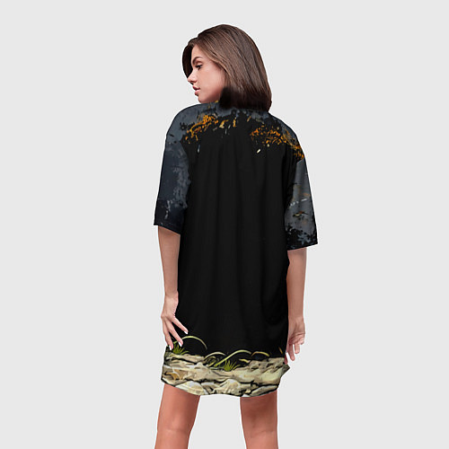 Женская длинная футболка Кенгуру на черном / 3D-принт – фото 4
