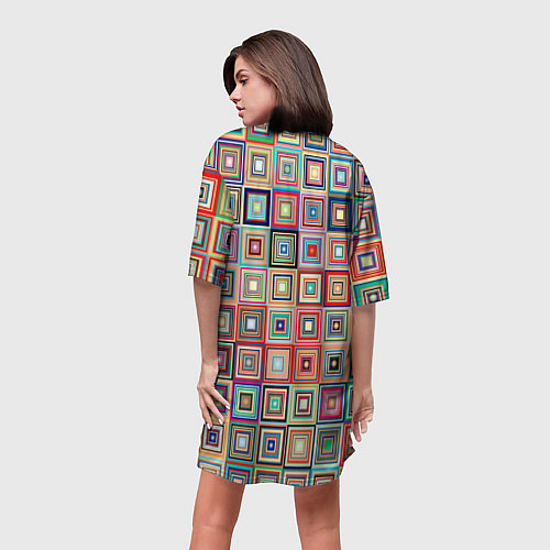 Женская длинная футболка Квадратная мозаика / 3D-принт – фото 4