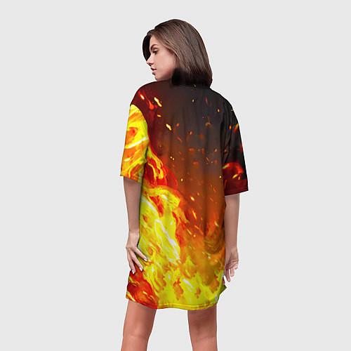 Женская длинная футболка Газель в огне / 3D-принт – фото 4